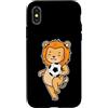 soccer animal ball fan football sport ho Custodia per iPhone X/XS Leone con calcio