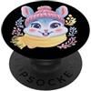 Whimsical Pastel Cold Weather Animal Gra Coniglietto sorridente inverno carino coniglio ritratto grafico rosa maglia PopSockets PopGrip Adesivo