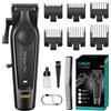 VGR 197 Tagliacapelli Professionale per Uomo, Macchinetta per Capelli Professionale Senza Fili con Lama in Ceramica, Rifinitore per Capelli con 6 Pettini Guida, Ricarica USB e Indicatore LED