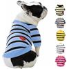 SMALLLEE_LUCKY_STORE Maglietta a righe con bulldog francese per cani di taglia piccola e media con cuore rosso scintillante, vestiti estivi Frenchie Pug English Pitbull Boston Terrier, blu, XL