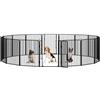 Yaheetech Recinto Cani da Interno ed Esterno 16 Pannelli 80 cm Nero | Box Kennel Cancelletto, Pieghevole Portatile, Cuccioli Gatti Conigli Animali Domestici, Giardino Casa, Salvaspazio