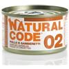 Generico Natural Code Adult Gatto Cibo Umido Pollo con Gamberetti. 12 LATTINE da 85g CADAUNO