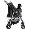 AQPET Passeggino Pieghevole per Cani di Taglia Medio Piccola, Carrello per Animali Domestici Comodo e Pratico, Carrozzina con Doppie Ruote girevoli, 75x45x100 cm, Colore Nero