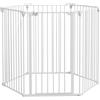 PawHut Cancellino per Cani Media/Grande Pieghevole 123x102x100 cm Bianco | Doppia Chiusura di Sicurezza, Cancelletto di Sicurezza Modulabile, Metallo e Plastica