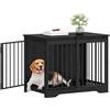 Hzuaneri 81cm Gabbia per Cani, Tavolo Supplemento, Nicchia Moderna per Cani, Gabbia per Cuccioli, Casetta per Animali, 2 porte, 55 x 81 x 67,5 cm, Nero DFC83604B