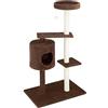 Baroni Home Tiragraffi ad Albero per Gatti, Tiragraffi per Gatti e Gattini, Albero Tiragraffi a 3 Piani con Palla e Cuccia Cilindrica, 50x35x105 cm, Marrone