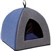 Baroni Home Lettino Cuccia Cane Gatto a Piramide Grigio e Blu, Cuscino imbottito, lavabile 40x40x36 cm