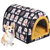 Qkbuza Cuccia per cani da interni, calda e invernale, resistente all'acqua, con cuscino rimovibile, per cani e gatti di taglia piccola, media e grande