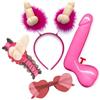realGOOS Kit addio al nubilato per la sposa sexy con cerchietto piselli occhiali rosa a forma di cuore pistola ad acqua giarrettiera chupito gadget per adulti 18+ hot party