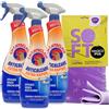 FEI FAN SET: 3x Detergente Spray ANTICALCARE, Con Barriera Previeni Calcare. Disponibile In Diverse Modalità 625ml + Panno SOFT In Lattice, Formato 30x30 (EXTRA RAPIDO (3 Spray + 1 Panno))