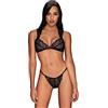 Obsessive Completo Intimo da Donna 2 Pezzi in Pizzo Elisetta, Nero,L-XL