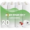 ZPAPER - 20 Rotoli di Carta Igienica, 100% pura cellulosa 2 Veli, morbida e resistente per la casa o l'ufficio