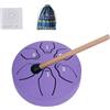 Générique Tamburo per lingua in acciaio,Tamburo per lingua | Tamburo da meditazione A-Key Tank Drum Ethereal Sound 6 Note 3 pollici,Strumento a percussione Handpan con mazze, libro musicale per Yoga, con