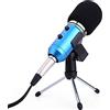 TopHomer Set di microfono a condensatore, microfono da studio USB con supporto per microfono da tavolo, per podcasting, giochi, registrazione e streaming (blu)