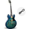 MUSOO Chitarra Jazz Elettrica Personalizzata, Corpo Semi-Cavo, Tastiera in Ebano, Manico in Acero