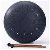 Generico Handpan, Tamburo a Lingua D'acciaio da 4 Pollici, 8 Note, con Libro di Musica, Strumenti a Percussione Rilassanti in Stile Rain Drum, Regalo Musicale per Adulti(Blu,12 pollici 13 Nota)