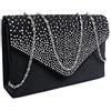 Groupcow New Ladies Evening Handbags Bridal Wedding Bag Handbag (Black)
