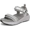 Vionic Sandali bassi da uomo Walk Max escursionisti, Pelle argento, 35 EU