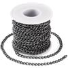 FASHEWELRY, Catena in alluminio a maglie barbazzale da 10 m, 7x5x1,5 mm, non saldata, intrecciata, per la creazione di gioielli, catena in metallo nero per braccialetti e collane