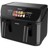 Cecotec Friggitrice ad Aria 10L - Air Fryer Cecofry&Grill Duoheat 10000. 2800W, 3in1: Friggitrice, Grill, Piastra. Parete divisoria mobile, Doppia Temp 40-200°C, Cottura uniforme e veloce