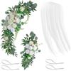 Mnaocz Set di 3 Kit di Fiori per Arco Nuziale, Romantico Festone di Fiori di Rosa Artificiale con Tessuto Drappeggiato per lo Sfondo del Ricevimento di Nozze, Cartello di Benvenuto per la Cerimonia(Bianco)