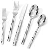 KINGSTONE Set di posate di lusso da 40 pezzi per 8 posate in acciaio inox 18/10 con motivo a taglio diamantato per cucina, casa, festa di nozze, lucidate a specchio, lavabili in lavastoviglie