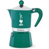 Bialetti Rainbow Caffettiera Moka, Verde, 3 Tazze, Alluminio, Manuale, Preparazione Caffè Espresso, Design Classico