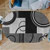 Rururug Tappeto Pelo Corto,black,Oval 120 x 180 cm, Dark Gray, Light Gray, Geometric Design, soggiorno, camera da letto, sala da pranzo, studio,ufficio a casa, ovale,