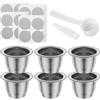 KTCINA 108 capsule di caffè riutilizzabili, in acciaio inox, 37 x 24 mm, facili da usare con pennello, filtro di ricambio per French Press con cucchiaio, capsule per espresso