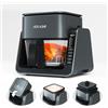 Astralship Friggitrice ad aria in vetro, 2 in 1 Flip Airfryer & Grill Combo, atossico senza teflon (senza odore di plastica), cottura visibile a 360°, 7 preset, compatto per 1-2 persone, capacità