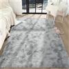 Aexpath, Tappeto morbido a pelo lungo tie-dye per camera da letto e soggiorno, tappeto colorato e soffice, piccolo e grande, grigio 60x120 cm