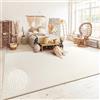 Paco Home Tappeto Salotto Moderno Soggiorno Pelo Corto Boho Motivo Scandinavo Monocolore, Dimensione:80x150 cm, Colore:Crema