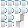AL PRODUCTION Set Tazze per Sublimazione in Ceramica Bianca 330ml - Tazza Mug di Categoria AAA inclusa di Scatola per Gadget e Personalizzazioni - Made in Italy (Celeste, 12 Unità)