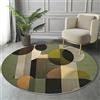 GDJSMIN Tappeto Salotto Pelo Corto,Tappeto Cucina Antiscivolo Lavabile,Verde E Nero Tappetos Rotondo Per Camera Da Letto,Ingresso Interno,Soggiorno,Motivo Ad Anello Geometrico,120Cm