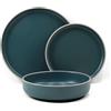 Brigros - Set Piatti 18 Pezzi Gres Porcellanato Con Bordo Avorio, Piatti Moderni Design In Set Piatti 6 Persone, Servizio Piatti Moderni Eleganti In Diversi Colori Modello Serena (Petrolio)