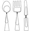 UNUS Set di 3 posate decorative da parete in metallo nero, coltello, forchetta e cucchiaio, design moderno per cucina, sala da pranzo, caffetteria o bistro
