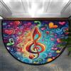 Mexpekil Zerbino semicircolare colorato con note musicali a forma di cuore, antiscivolo, per porta d'ingresso, corridoio, ingresso, lavabile, per interni ed esterni