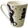KIUB Tazza con gatti musicisti in porcellana fine, capacità 350 ml, bella presentazione in scatola decorata