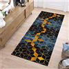 ZUZEKU Tappeto/passatoia da corridoio, blu e nero, oro, 60 x 100 cm, cucina, antiscivolo, lavabile, tappeto lungo in poliestere, venduto al metro, personalizzabile