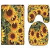 A.Monamour Set Tappeti Bagno 3 Pezzi Completo Estate Campo Di Girasoli Natura Paesaggio Antiscivolo Morbidi Assorbente Lavabile Tappetini per Il Bagno WC Bidet