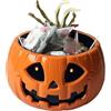 Dioeazh Ciotola Porta Caramelle a Forma di Zucca - Ciotole Zucche Dolci,Contenitore per Dolci con Mano Scheletro Mobile per Feste Halloween Decorazione Casa