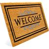 Entrando Welcome Zerbino in cocco per porta di casa, interno ed esterno, resistente alle intemperie, antiscivolo, anche come decorazione per porta o regalo, marrone, 40 x 70 cm