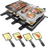 UISEBRT Griglia per raclette per 8 persone, 1400 W, con piastra in granito e piastra per barbecue, rivestimento antiaderente elettrico, set da tavolo per feste, campeggio, Natale