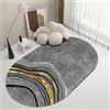 LONGSAO Tappeto di zona Tappeti Ovale Lavabile Materassini Scendiletto Grandi Tappetini Gioco per Soggiorno Tappeti per bambini Eleganti linee curve grigio-oro，130 x 180 cm