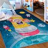 Mazovia Tappeto Salotto - Tapeto Stampato Pelo Corto - Morbido Tappeto Camera da Letto - Antiscivolo Tapeto EMMA - Tappeto Bambini Motivo Pianeti Cosmo - Multicolore Blu 140x200cm