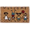 Tex family - Zerbino in Fibra di Cocco | Antiscivolo e Resistente | Stampa Famiglia Allegra | Ideale per Ingresso | Misura 40x70 cm, Family Color, Fibra coir