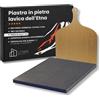 LITHOS MATERIE KIT PIETRA ANTIADERENTE LAVICA OLLARE ETNEA PER PIZZA 39 x 35 x 2 + PALA PER FORNO ELETTRICO A GAS E BARBECUE PER CARNE PESCE E VERDURE REFRATTARIA