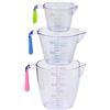 KARAA 3 Pezzi Bicchieri Graduati Misurino Graduato Trasparente, Misurino di Plastica per Misuratore Liquidi Laboratorio Becher 200 ml 400 ml 900 ml