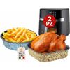 Akitaink Coppia Teglie Air Fryer - Set 2 Pezzi Antiaderenti in Alluminio | 1 Teglia Quadrata 20,7x20,7x5 cm + 1 Teglia Conica 22x5 cm per Friggitrice ad Aria e Forno