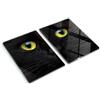 Tulup Tagliere in Vetro Temperato 2x40x52 cm Durevole Resistente al Calore da Cucina Antigraffio Rettangolare Set di 2 Piastre Piccolo con Stampe con Piedini Antiscivolo - Occhi di gatto